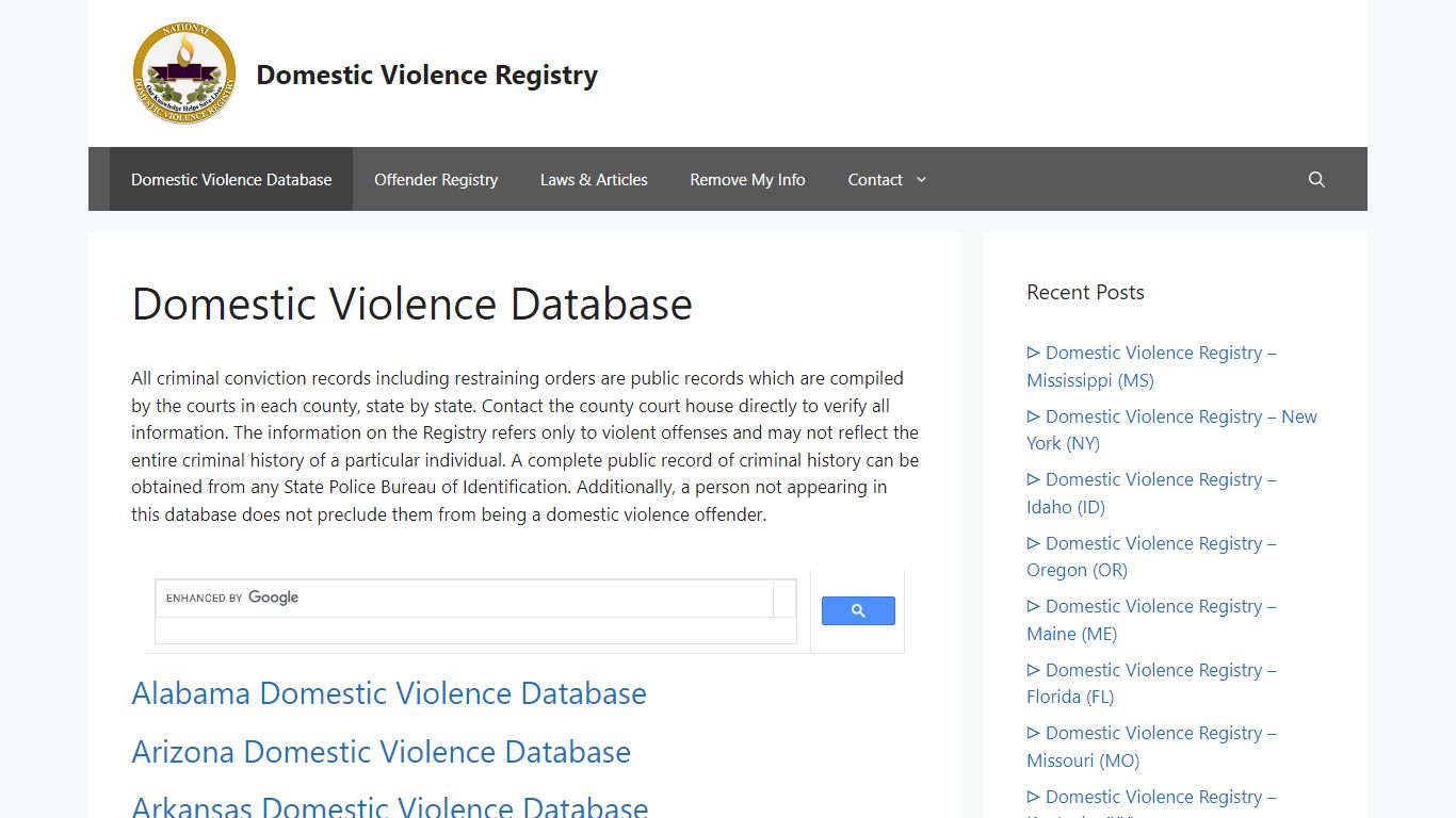 Domestic Violence Database – Domestic Violence Registry